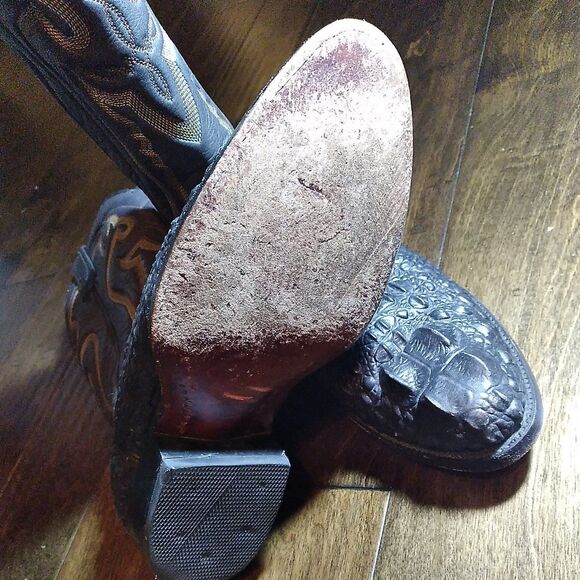 Exotic Alligator Cowboy Boots Western Leather Detailed Stitching Size? - Picture 8 of 9